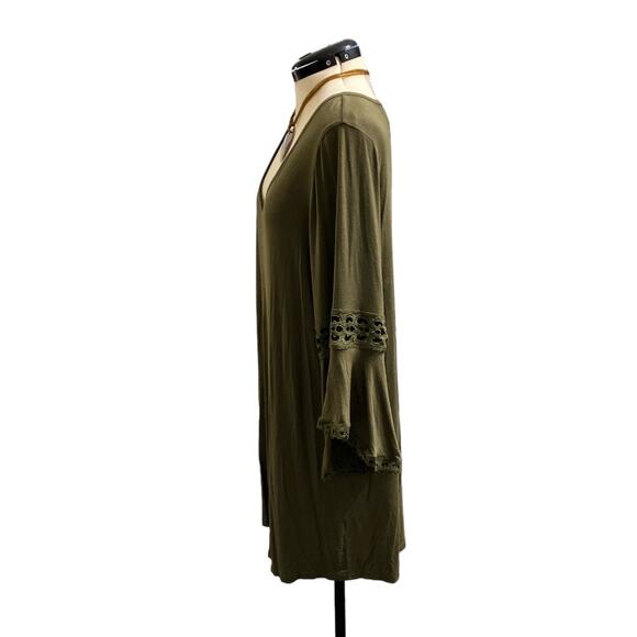 Fury Bell Sleeve Deep V Midi Dress Olive 2X - Picture 4 of 8